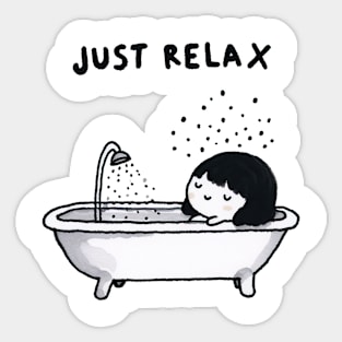 Just Relax Bath Time Bathtub, Woman Self Care Cute Sticker